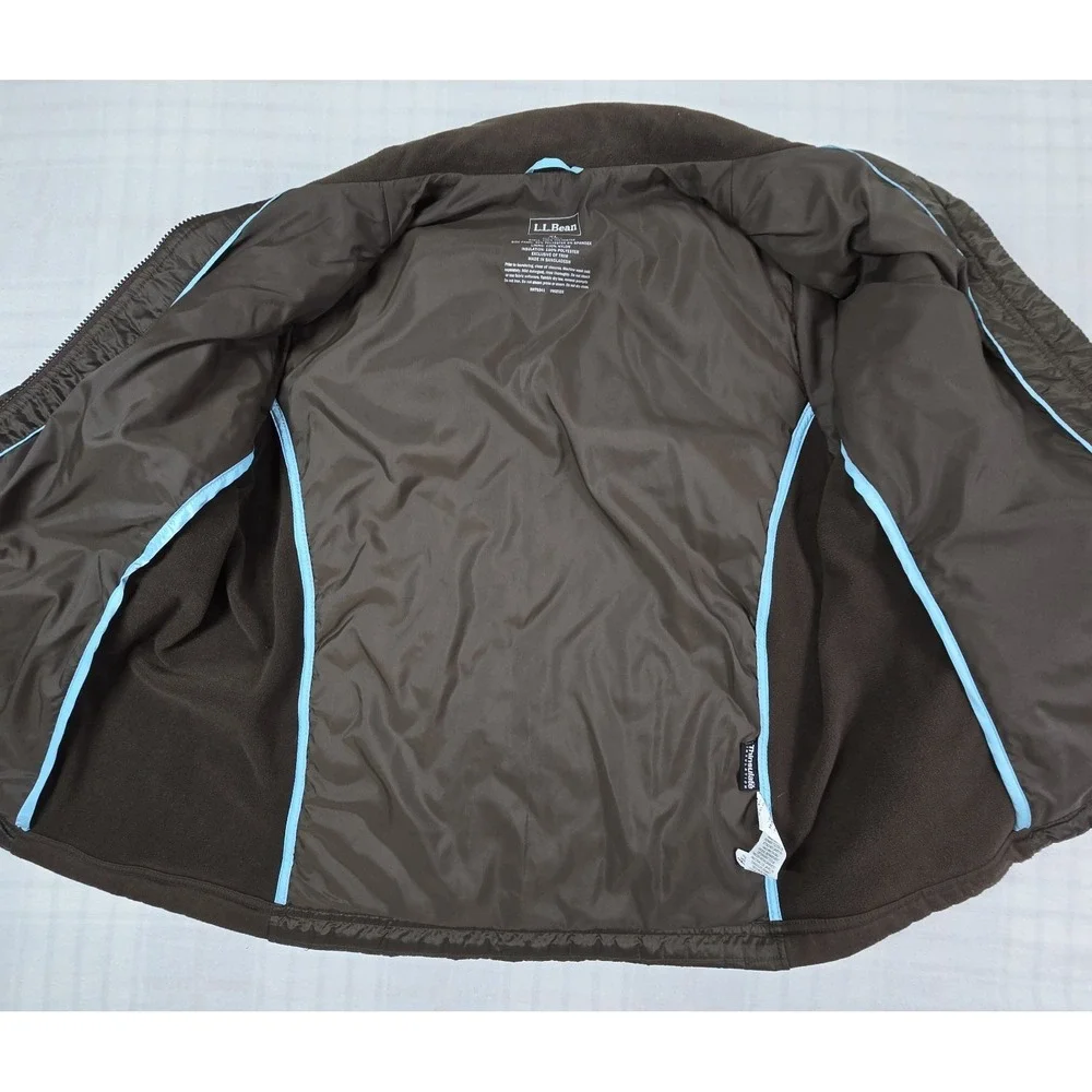 L.L. Bean Womens Quilted Thinsulate Jacket Stretch Side Panels Brown XL